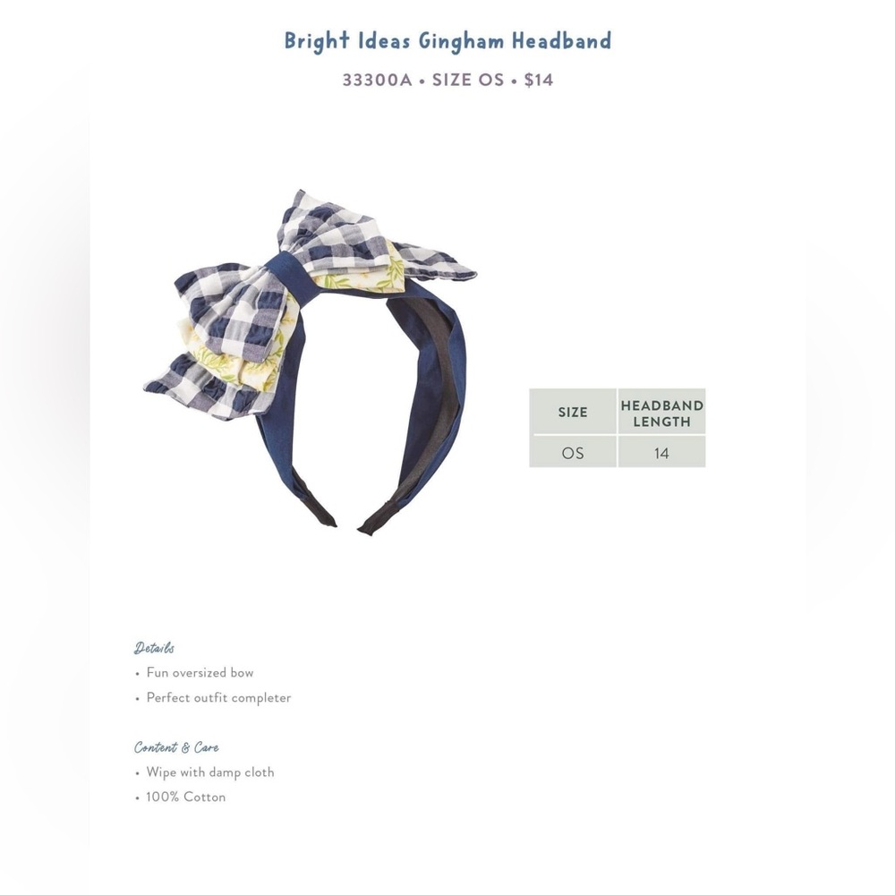NEW Girls Matilda Jane Bright Idea Gingham Headband
